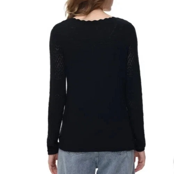 Frye Women's Pointelle Cardigan, Black Beauty, 100% Cotton Size XL - Picture 4 of 11